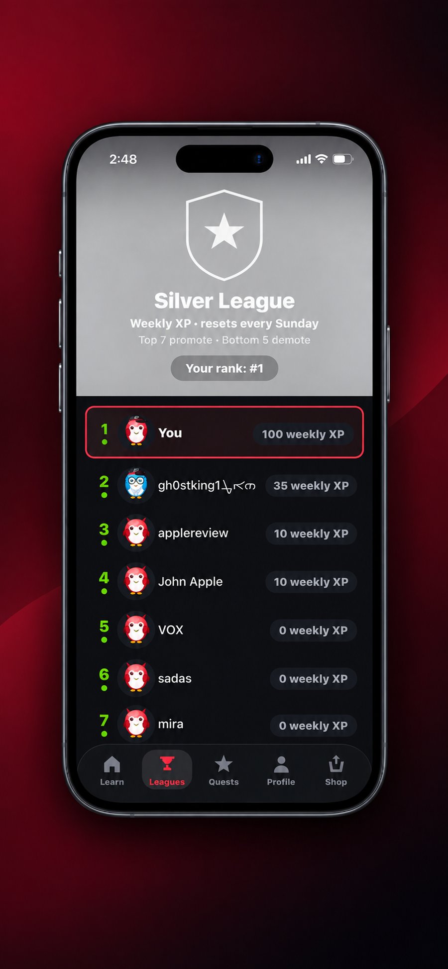 SuryoyoLearn Silver League leaderboard